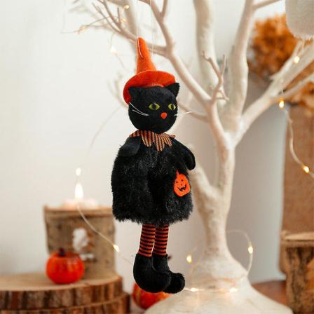Halloween Hængende Ornament Græskar Hexe Sort Kat Hængende Gyser Halloween Spooky Bar Havefest Indendørs Udendørs Baggrundsdekoration Græskar