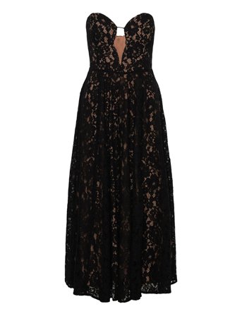 Bardot Opal Volume Lace Midi Dress Svart