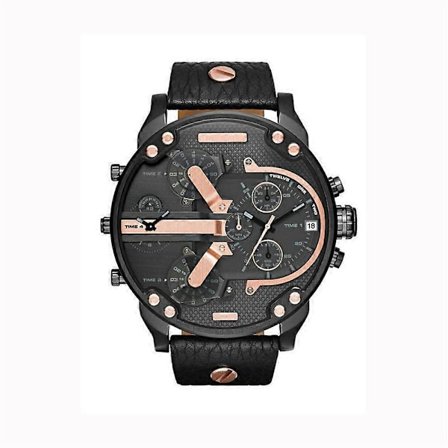 Herreur Stort Urskive Dobbelt Urværk Gummibelagt Stålbælte Quartz Ur