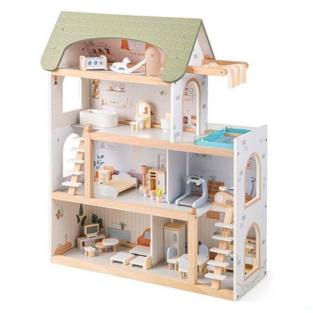 Dockhus för barn 3+ med möbler och tillbehör – 33 delar