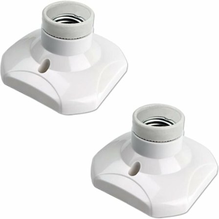 E27 Skruv Taklampa Sockel för Inomhus Vägglampa, AC 230V, E27 LED Glödlampa Hållare, Plastbas E27 Sockel för Garage Verkstad Tak, 2-pack