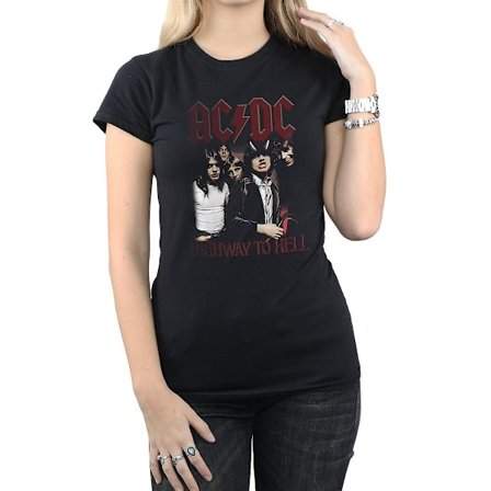 AC/DC Dam/Kvinnor Highway To Hell Bomull T-shirt S Svart