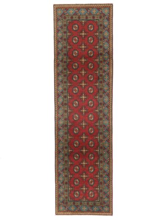 Hand Knotted Afghan Fine Rug 80X292 Wool Brown/Dark Red Small