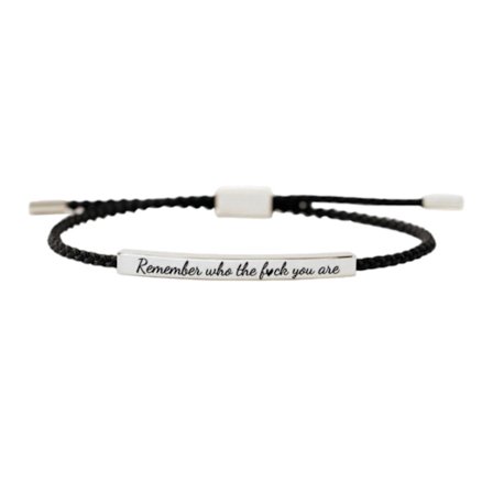 Motiverende armbånd for kvinner, justerbart flettet armbånd med inspirerende sitat 'Remember Who You Are', håndlaget flettet omslag i rustfritt stål