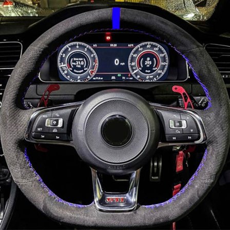 (Style 16) Ratlæderratbetræk Sort Ægte Læder Til Volkswagen Golf 7 GTI Golf R MK7 Polo Scirocco 2015 2016 Biltilbehør