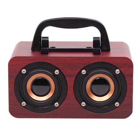 Bluetooth-højttaler i træ, bærbar trådløs minihøjttaler med 4-watt højttalere og multifunktionskontrol, overlegen lydkvalitet og holdbart design til