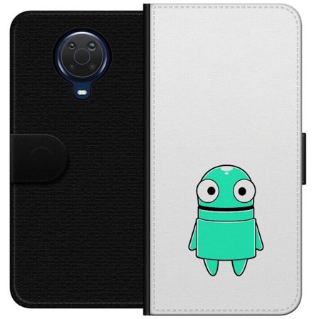 Kompatibel Tegnebogsetui til Nokia Nokia G20 Turkis tegneseriefigur med store øjne og en glad personlighed i enkel illustration