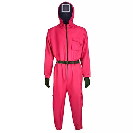 Pengarhus Cosplay Kostym Dali Dali Mask Röd Jumpsuit Halloween Uppträdande Kostym Set + Kvadratisk Mask