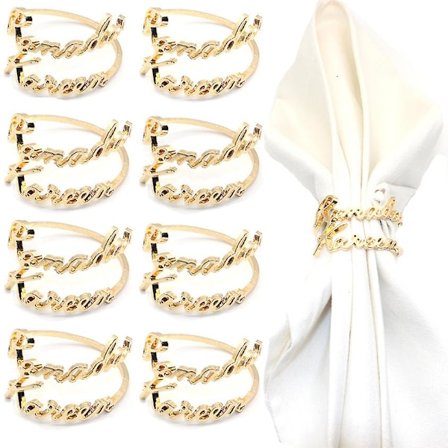 10 kpl Eid kultaiset lautasliinarenkaat Kirjain Metalliset lautasliinarenkaat Set Pöytäkoriste Aakkoset Lautasliinapidikkeet Islamilaiselle Ramadan-