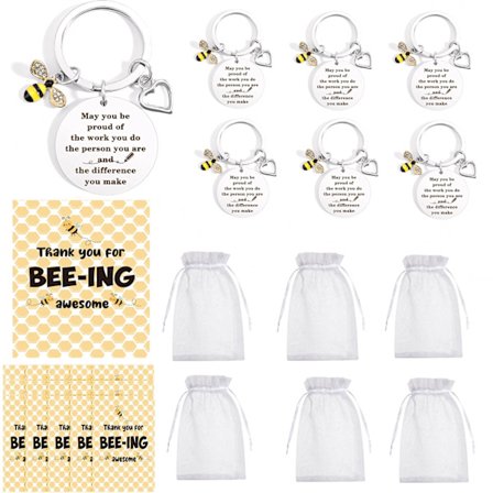 6 stk. Lærerpåskønnelsesgaver, Tak Nøglering – Ideel til afslutningen af året, dimission, skolestart, pensionering | Gaver til te