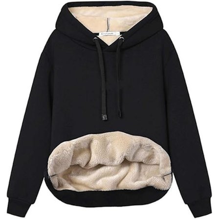 Womens Casual Vinter Varm Fleece Sherpa Foret Pullover Hættetrøje(Størrelse:L)