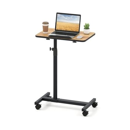Laptop-bord med hjul og højdejusterbar bordplade - Sort/træ