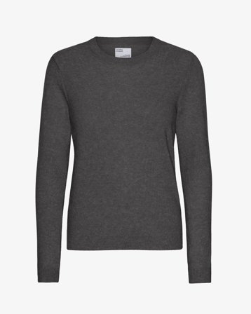 Women Light Merino Wool Crew - Lava Grey XS