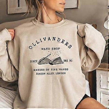 Wizard Book Shop Sweatshirt HP Sweater Magiske Troldmands Hættetrøjer Kvinder Langærmet Sweatshirts Bog Nerd Pullover Fans Gave Hættetrøje (XL khaki)