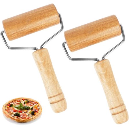 Kjevle i tre, ikke-klebende, 2 stk. for pizza