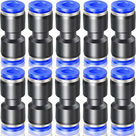 10 st blåa 12 mm OD raka tryck-för-att-ansluta-kopplingar (PU-12)