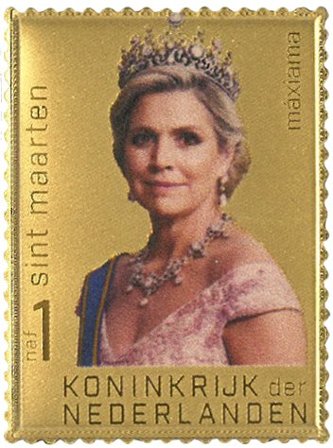 Sint Maarten - Maxima - Postfrisk frimærke i 24 karat guld