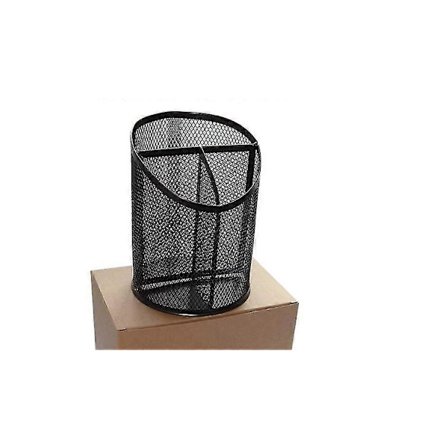 Svart metalltrådnett pennholder, skrivebordsorganisator, kontoroppbevaringsboks (svart)
