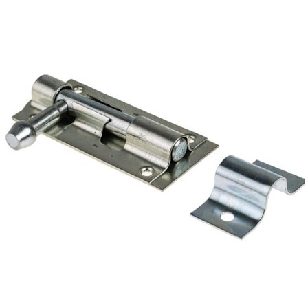 Teräksinen oven salpa, sinkitty viimeistely, 98 x 35 mm - 1 kpl - Oven salpa, turvasalpa, oven lukko