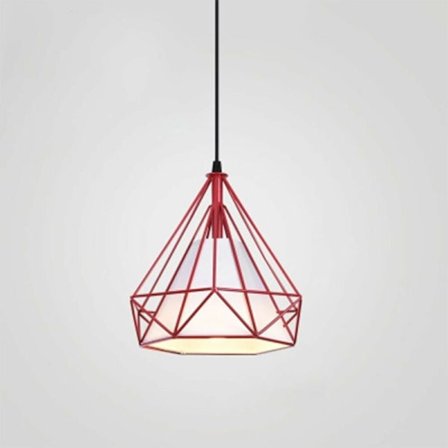 Vintage industriel pendellampe, metalgitter loftslampe med E27-sokkel, retro loftslampe til stue, soveværelse, entre (rød)