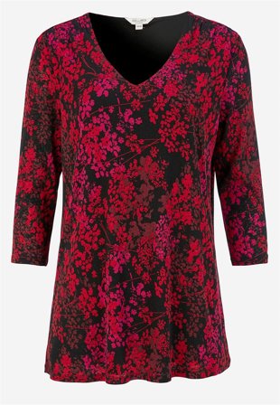 Cellbes of Sweden - Tunika med et blomstermønster i rød / mønstret til damer i størrelse 46/48