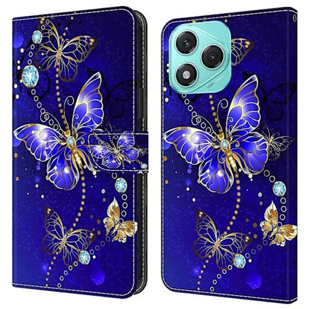 Honor 400 Lite 5G -kotelo, 3D-kuvioitu PU-nahkalompakkopuhelinkotelo jalustalla