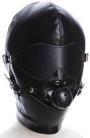 Slave Hood With Eye Mask & Breathable Gag Ball BDSM-maski