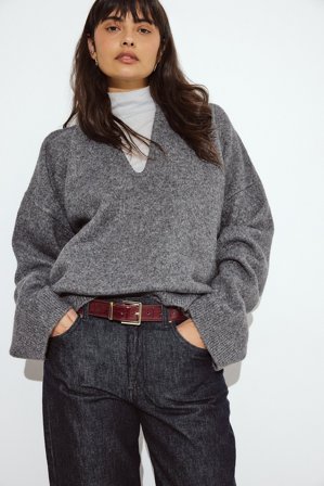 NA-KD Squared Buckle Belt - Bælter - Burgundy - Medium/Large