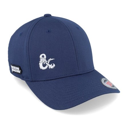 Dungeons & Dragons - Small White Ampersand Logo Side Navy Flexfit Flexfit Blue Cap - @ Hatstore