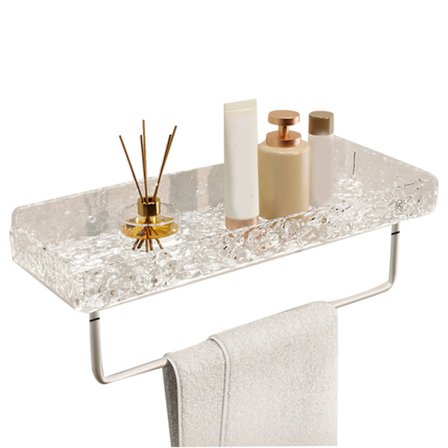 Akryl Flydende Badeværelseshylder Pladsbesparende Vægmonterede Hylder til Vask Gennemsigtigt Design med Hvid Stang