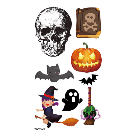 Tillfällig Tatuering 10x5cm - Halloween Special! Häxa Pumpa