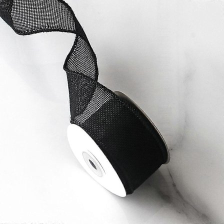 4 cm bred jutebånd, 4,55 m vintage sort burlap gavebånd med ståltråd, dekorativt hessianbånd - til håndværk, sløjfer, sorg, påskepynt