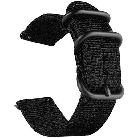 20mm Svart Universal Ballistisk Klokkebånd, Nylon Canvas Vevd Loop Erstatnings Rem Armbånd