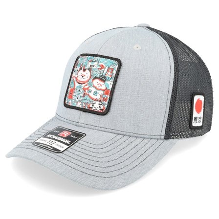Yapan - Grå trucker Keps - Tokyo Maneki-neko 112 Heather Grey/Black Trucker @ Hatstore