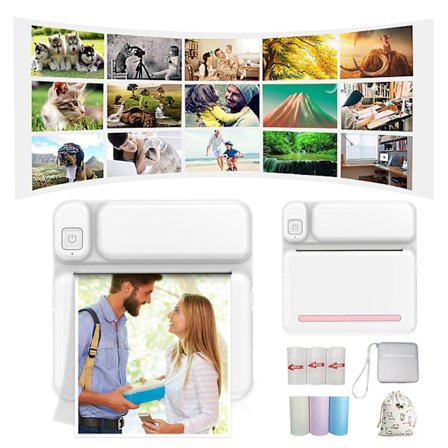 Termisk Bärbar Bluetooth-skrivare 57mm Mini Trådlös POS Termisk Bildfoto-skrivare för Android IOS Mobiltelefon FLYE1984 Rosa