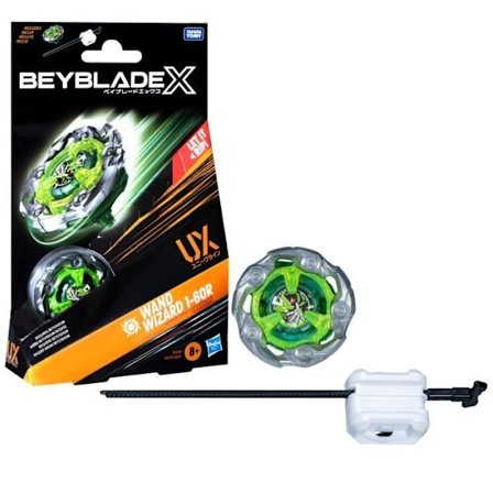 Beyblade X, Aloituspaketti Wand Wizard 1-60R UX oikeanpuoleisella hyökkäyspyörällä ja heittimellä, ikäsuositus 8 vuotta ja yli