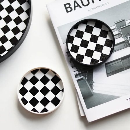 Nordic Ins Black and White Cup Mat Checkerboard Tea Coaster Table Mat Coaster Desktop Storage Nordic Home Decor