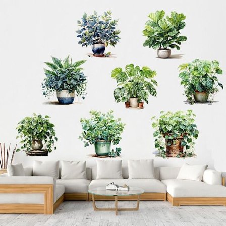 Vægklistermærker: Potteplanter, træer, falske planter - Vægkunst