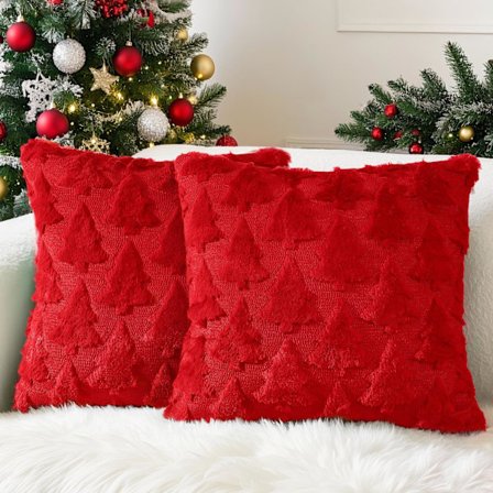 Setti, jossa 2 joulutyynyliinaa 45x45cm Pehmeä lyhyt samettisohva Tyyny 3D-kuvio Tyynynpäällinen Ylellinen koristeellinen olohuone Makuuhuone 