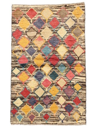 Hand Knotted Berber Colourful Rug 83X133 Wool Brown/Orange Small