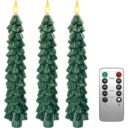 3 LED kjeglelys med fjernkontroll, batteridrevet for julepynt