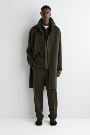 COS Homme Pantalon Taille Élastiquée En Laine Bouillie in Vert