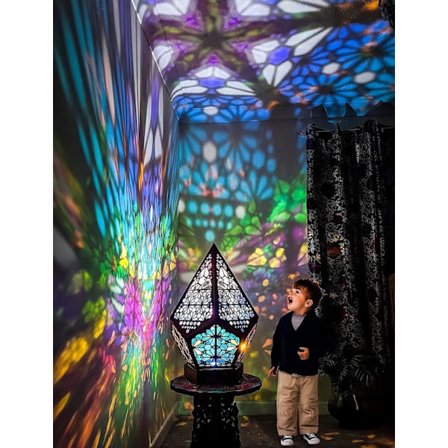 Bohemisk LED-lampa, träljusprojektionsnattlampa 3D Col