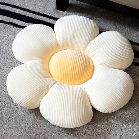 Blomsterpute, Tusenfrydblomstformet Putepute seks kronblad 40 cm Gulvputer Hvite Hjemmepyntputer for seng, sofa, sofa
