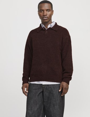 Jack & Jones Jprwinter Knit Boucle Polo Styd Aw24 - Brown - XL