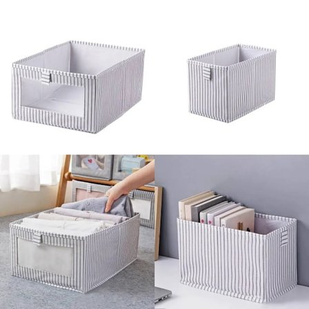 2 vita förvaringslådor i tyg med lock, hopfällbara förvaringslådor för hushåll