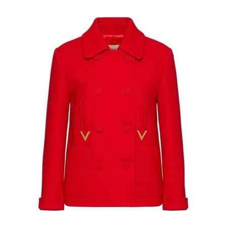 Valentino Double-Breasted Coats Rød, Dame Uldfrakker