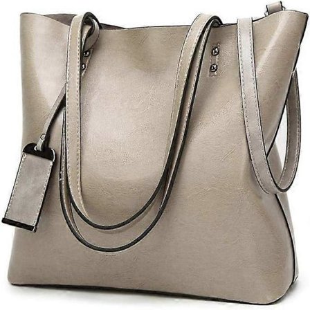 Myke PU-skinnvesker for damer, stor kapasitet, retro vintage, avslappet tote-veske, skuldervesker, tote-vesker for kvinner (grå)