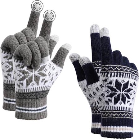 Vinterstickade Varma Touchscreen-Vantar, Termisk Elastisk Fleece