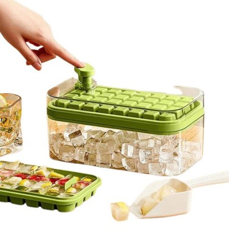 32 Ruten Silikon Isbitbrett Form med Lokk Spade Oppbevaringsboks Fjern Med Ett Klikk Ismaskin